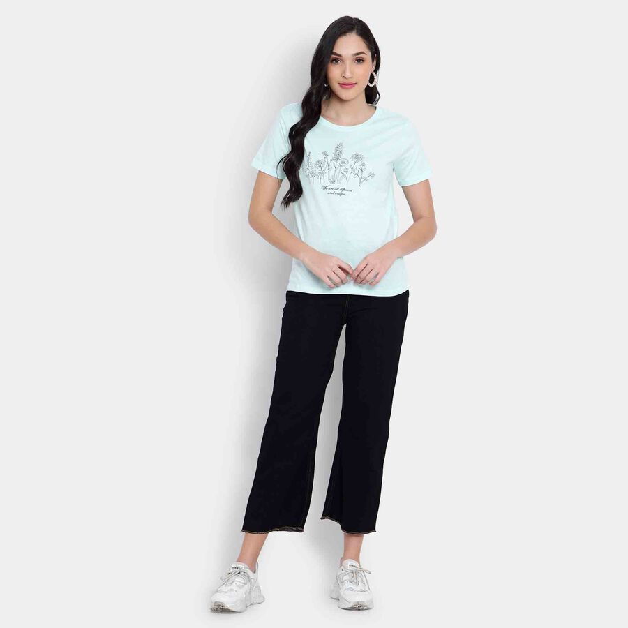 Cotton Round Neck T-Shirt, Light Green, large image number null