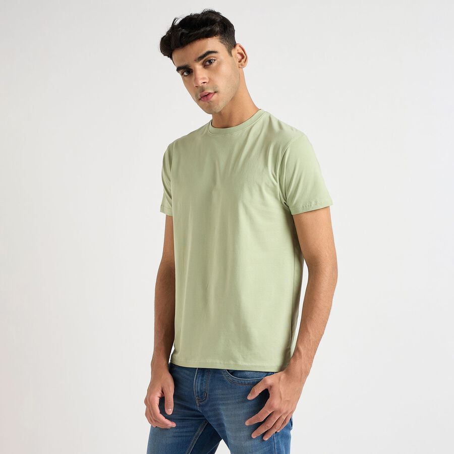 Men's Round Neck Half Sleeves T-Shirt, Light Green, large image number null