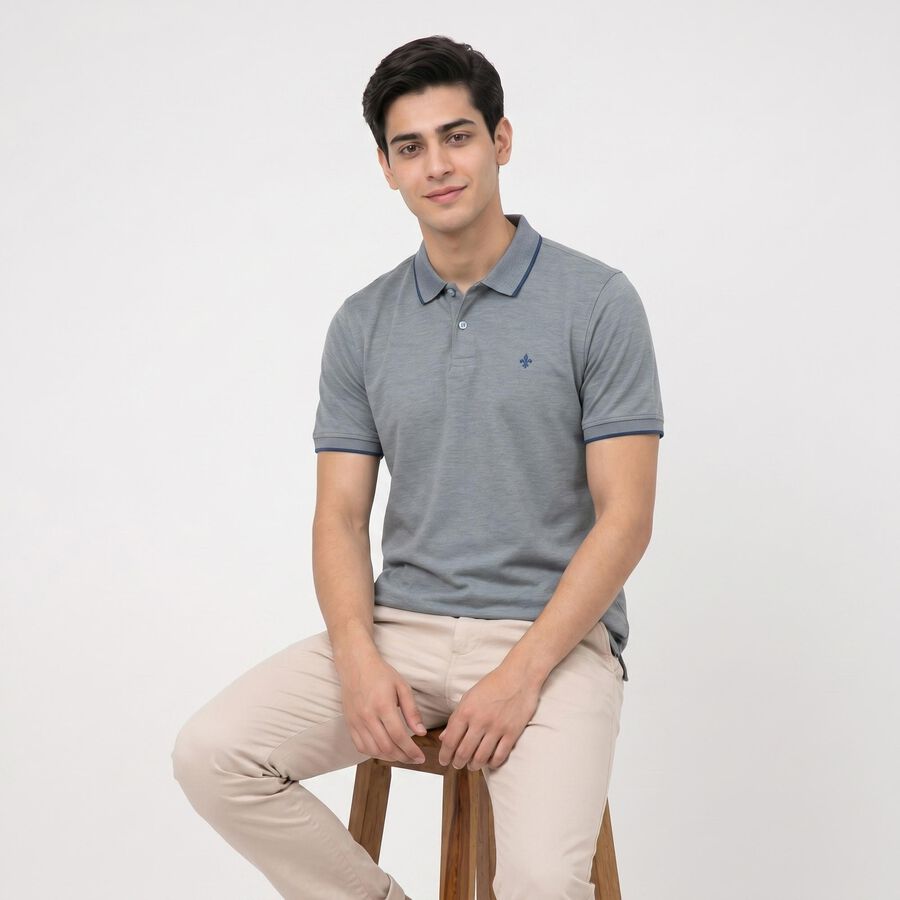 Men's Dark Blue Polo Neck Polo T-Shirt, Dark Blue, large