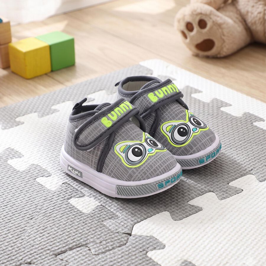 Boys' Grey Velcro Strap Sneakers, Grey, large