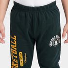 Boys' Green Straight Fit Basketball Printed Cotton Blend Pyjama, Dark Green, small