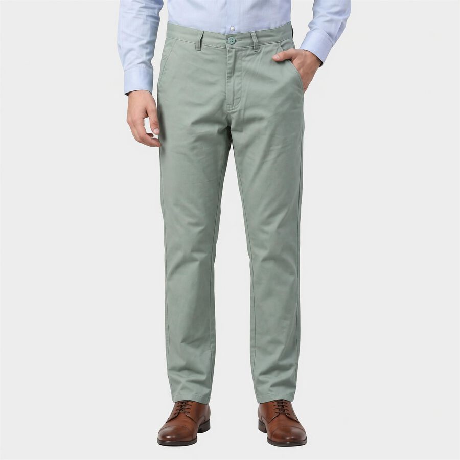 Men's Aqua Slim Fit Chino Casual Trousers, एक्वा, large