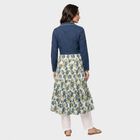 Women's Teal Blue Cotton Square Neck Floral Kurta, Teal Blue, small