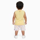 Infant Girl Bright Yellow Cotton Sleeveless Top and Floral Shorts Set, पीला, small image number null