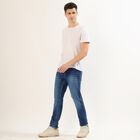 Men's Stonewashed Blue Skinny Fit Jeans, Mid Blue, small