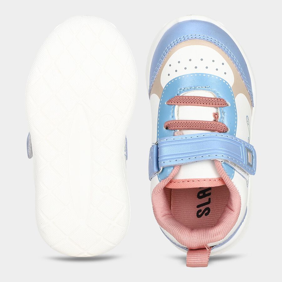 Girls' Blue Velcro Sneakers, Blue, large