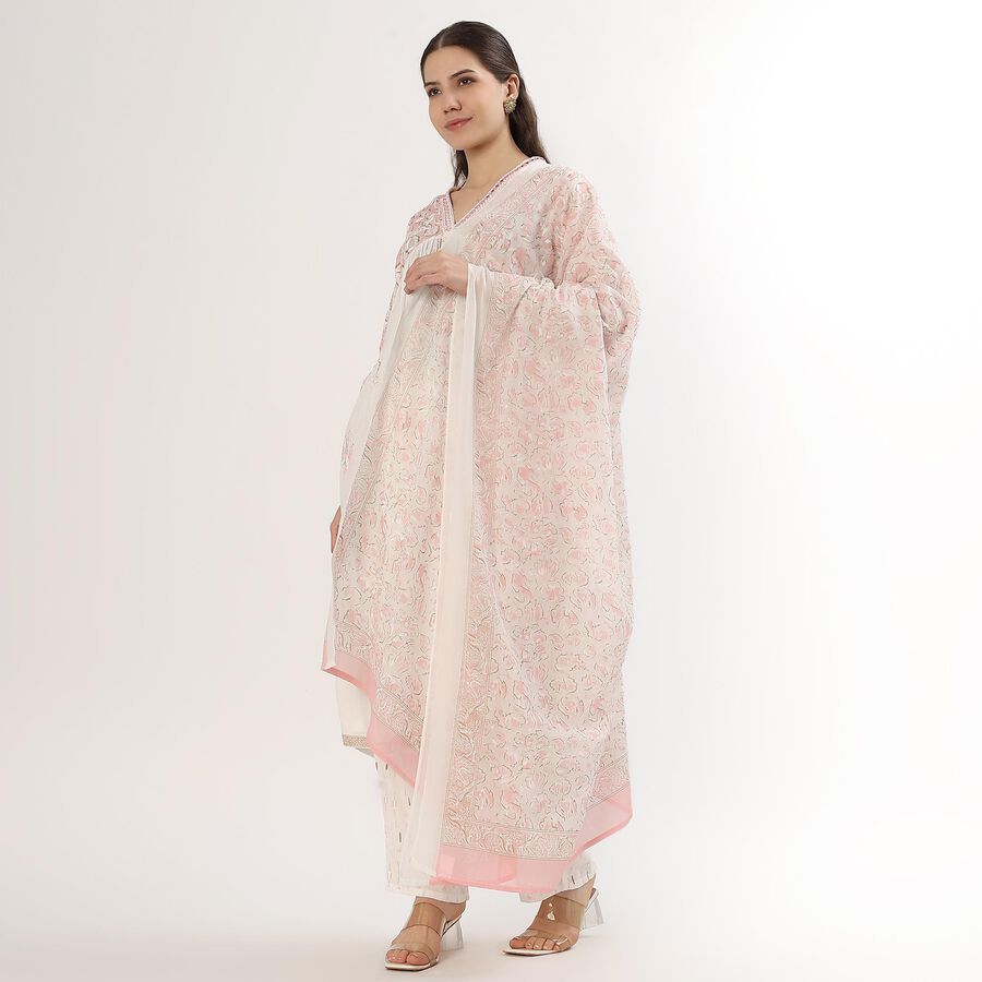 Women's Soft Blush Pink Floral Printed Ethnic Set, Light Pink, large