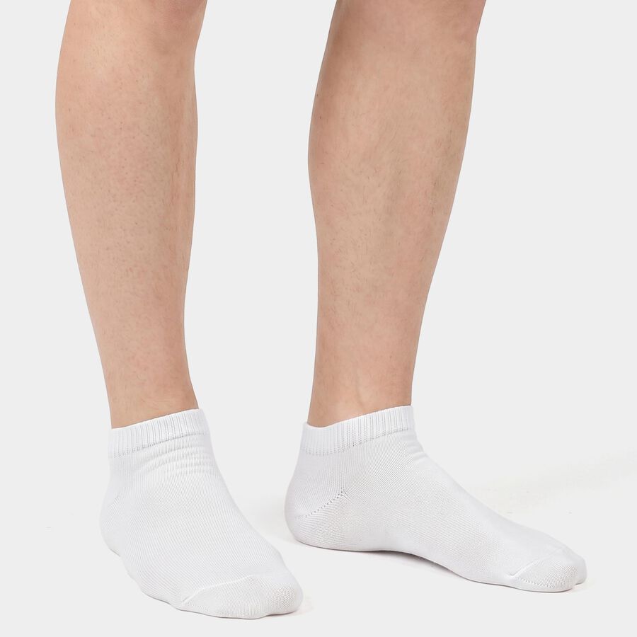 Men's Ankle Length Pack of 3 Socks ( Grey, White, Black ), काला, large