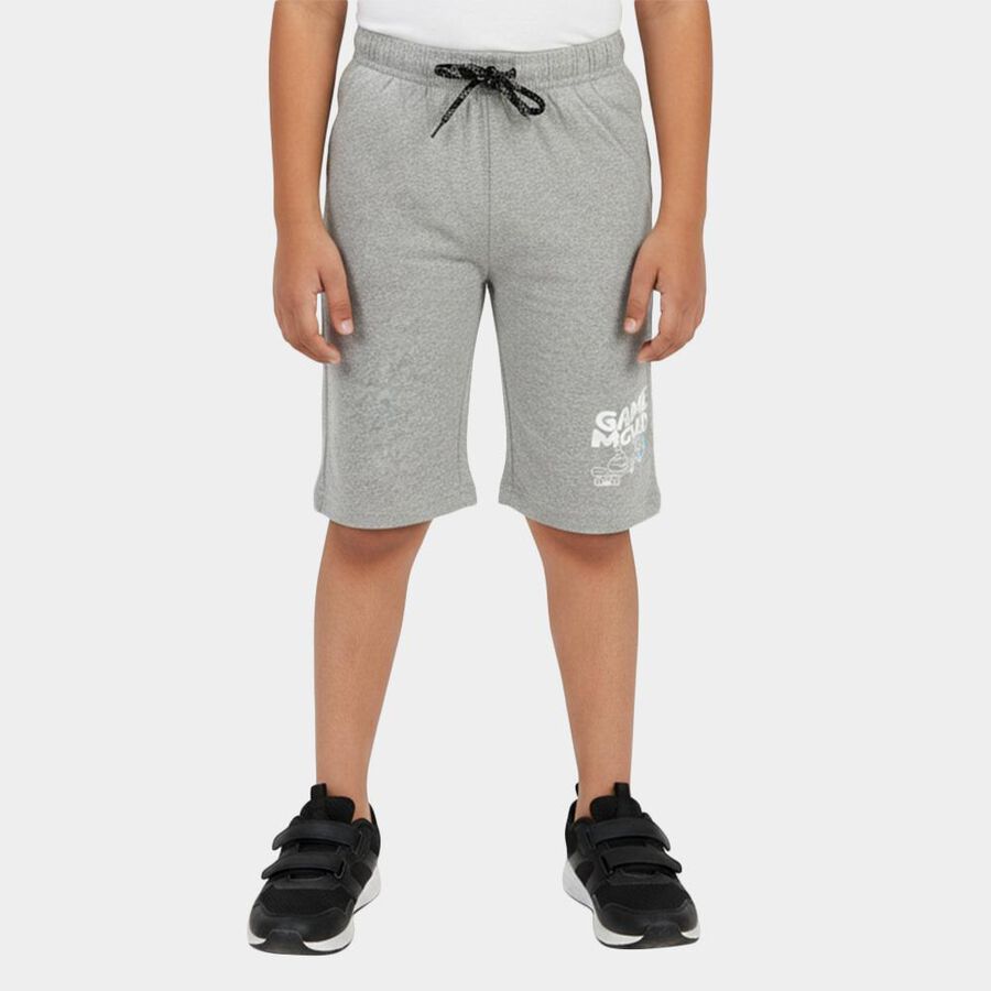 Boys Grey Regular Fit Graphic Print Jamaican Shorts, Light Grey, large