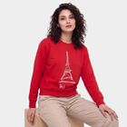 Women's Fuchsia Crew Neck Pullover Sweatshirt, रानी (फ्यूशिया), small