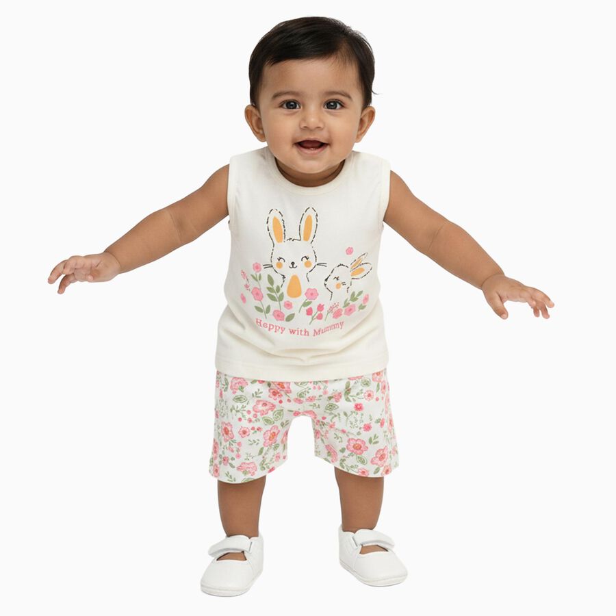 Infants' 100% Cotton Short Set, Off White, large image number null