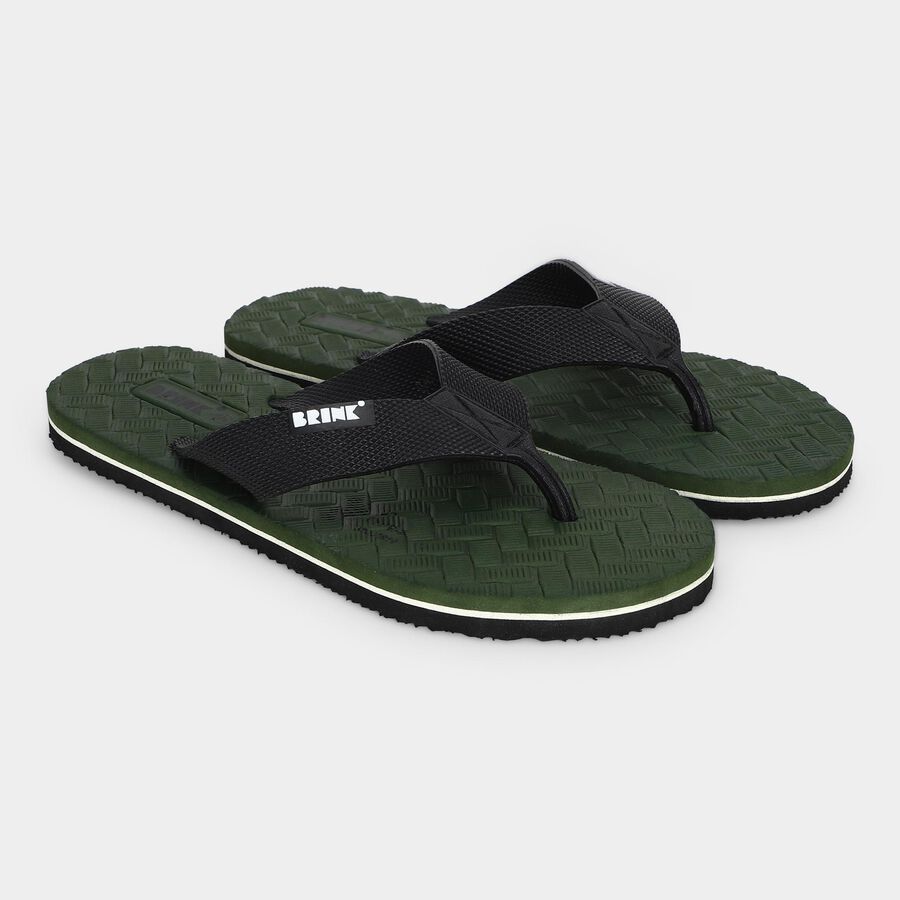 Men's Green Flip-Flops Slippers, हरा, large