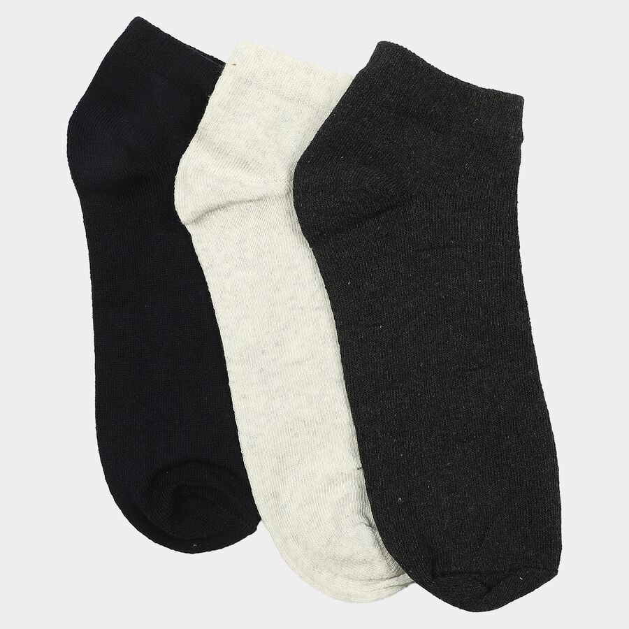 Men's Ankle Length Pack of 3 Socks ( Grey, Charcoal, Navy ), नेवी ब्लू, large