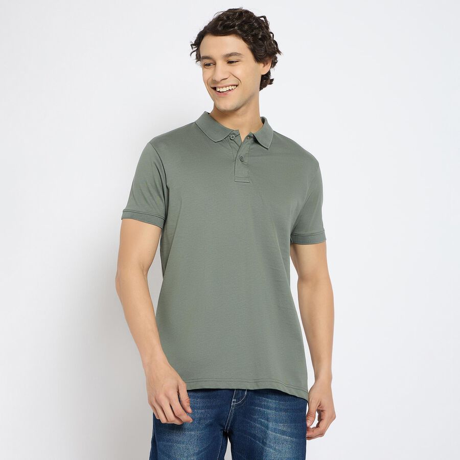 Men's 100% Cotton Collared Half Sleeves T-Shirt , Light Green, large image number null