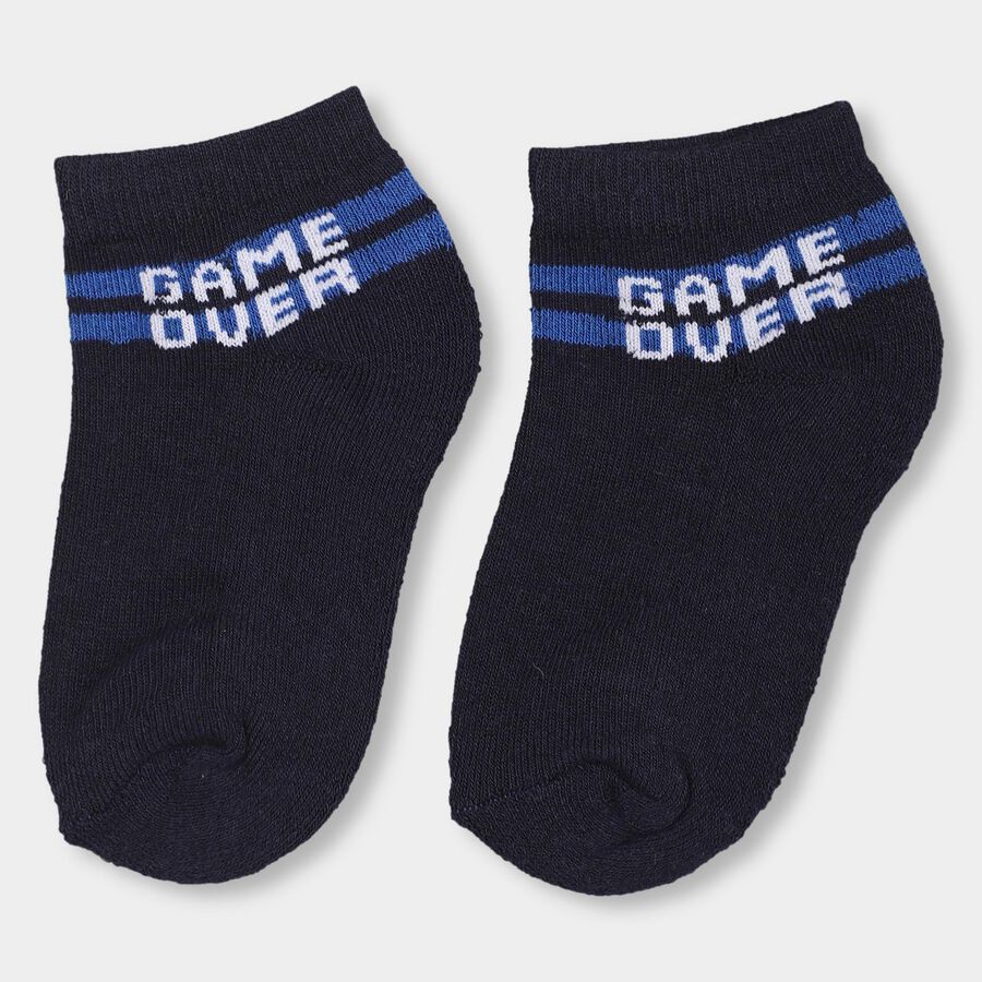 Boys' Navy And Light Blue Jacquard Socks, Navy Blue, large image number null