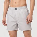 Men's Grey Relaxed Fit Striped Boxers, Light Grey, small