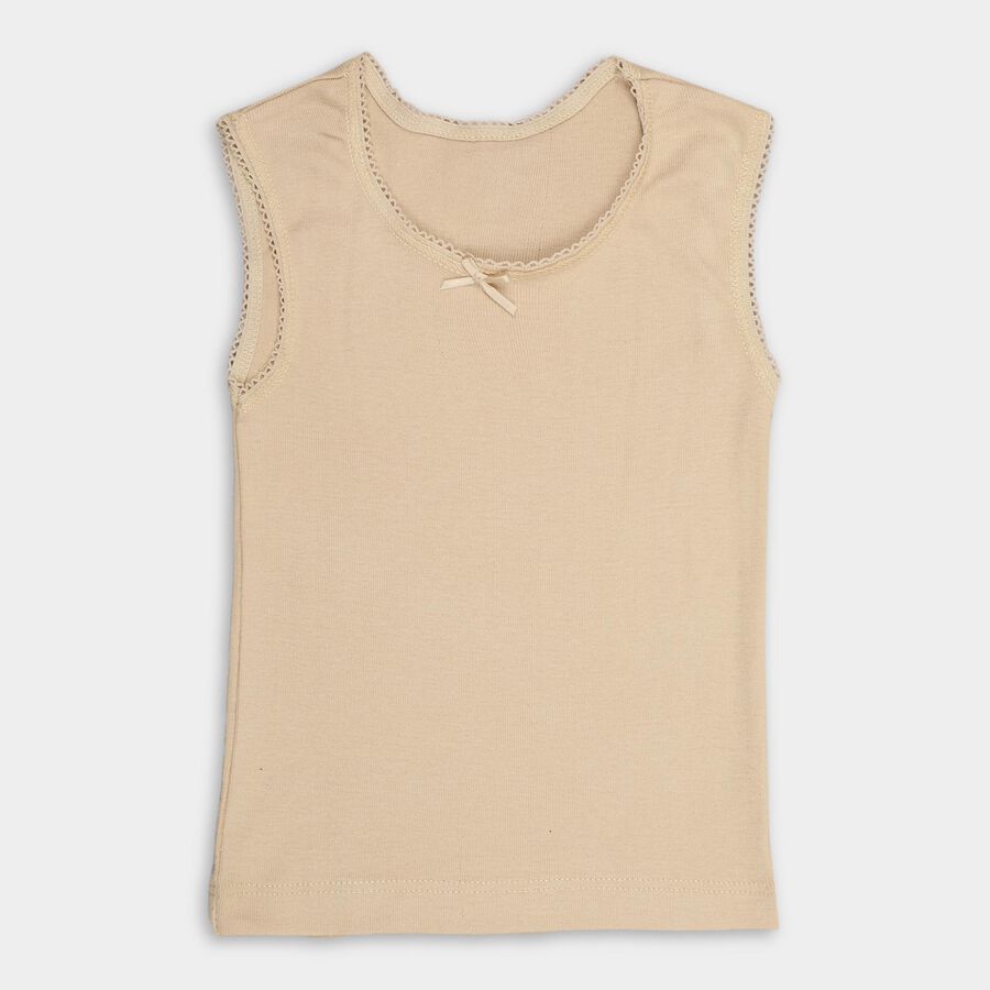 Girls' 100% Cotton Vest, Beige, large image number null