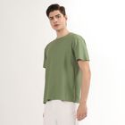 Men's Light Sage Green Round Neck Casual T-Shirt, Light Green, small