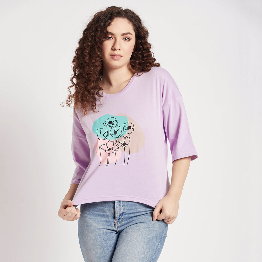 Round Neck T-Shirt, Lilac, large image number null