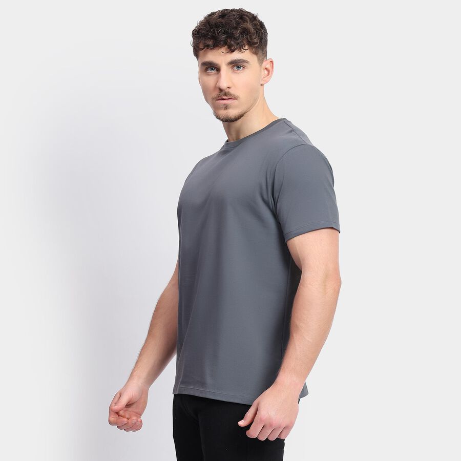 Men's 100% Cotton Round Neck Half Sleeves T-Shirt, Mid Blue, large image number null