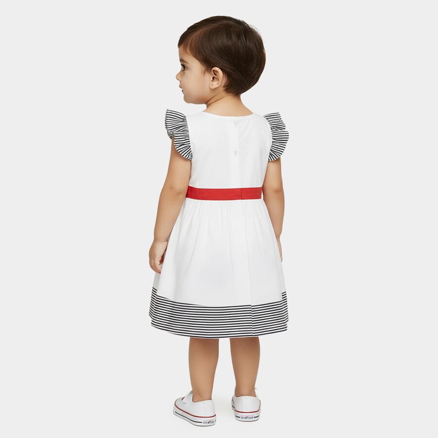 Infants' Navy Blue Regular Fit Polka Dot Frock, Navy Blue, large