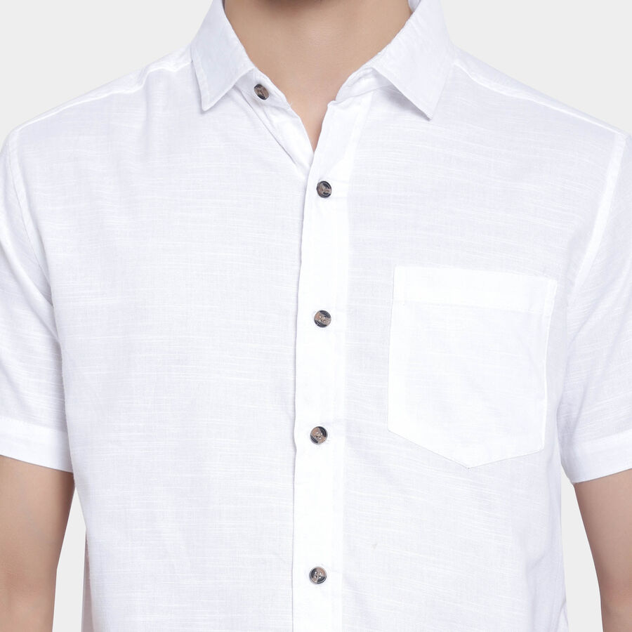 Cotton Solid Casual Shirt, White, large image number null