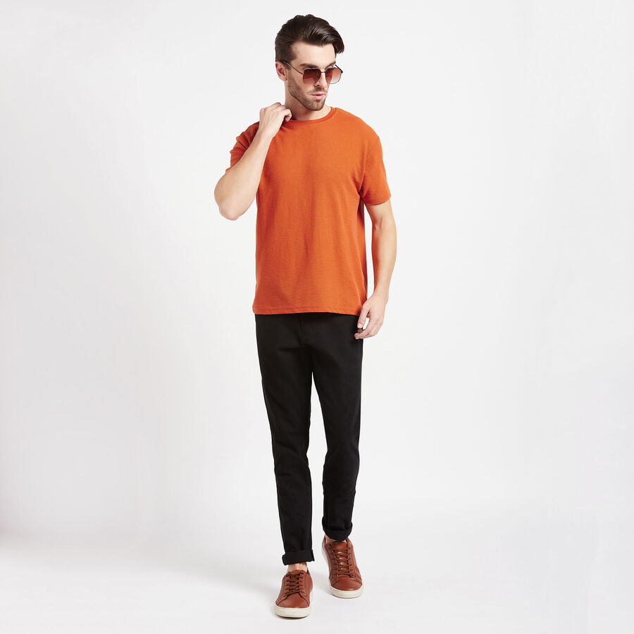 Solid Round Neck T-Shirt, Rust, large image number null