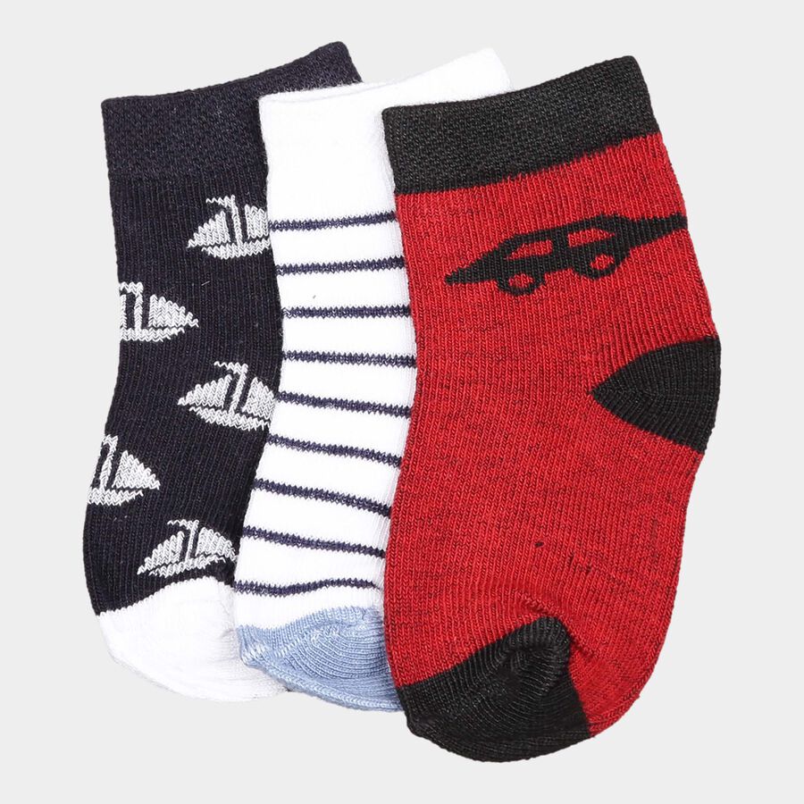 Infants Kids Cotton Solid Socks, Red, large image number null