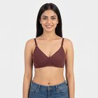 Women's Brown Cotton Blend V Neck Bralette Bra, भूरा, small