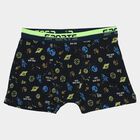 Boys Navy Blue Regular Fit Printed Trunks, नेवी ब्लू, small
