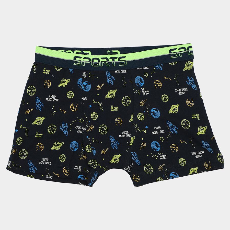 Boys Navy Blue Regular Fit Printed Trunks, नेवी ब्लू, large