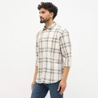 Men's Beige Cotton Spread Collar Casual Shirt, हल्का हरा, small image number null