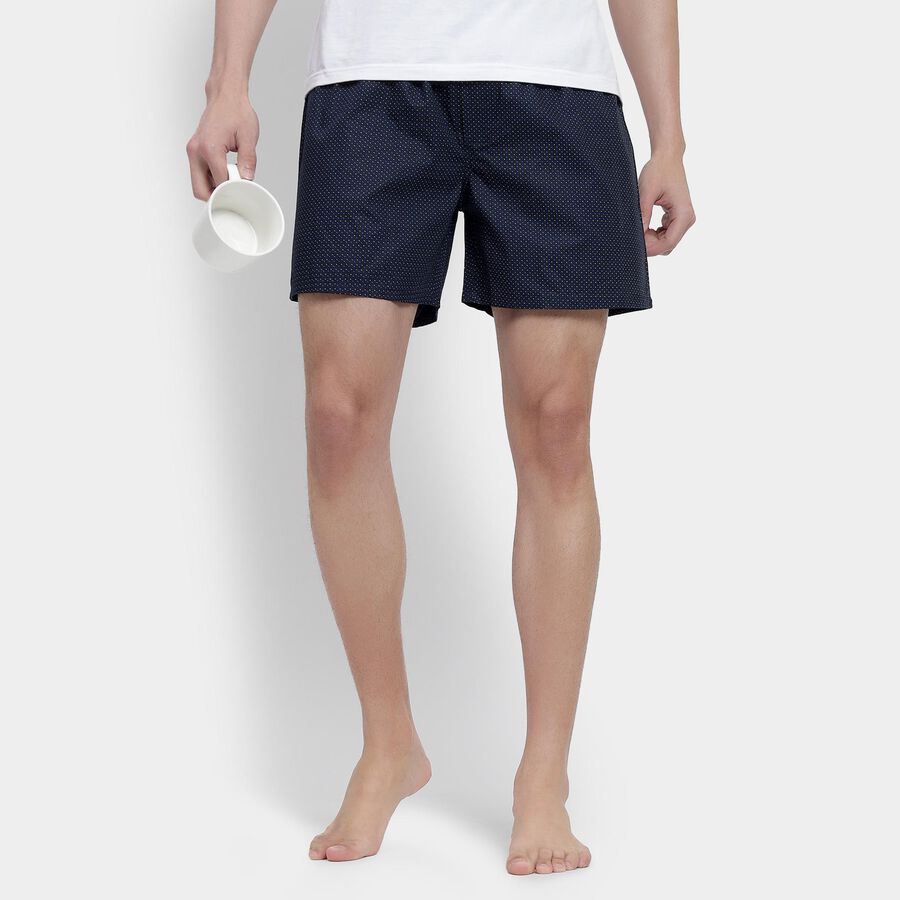 Men's 100% Cotton Boxers, Navy Blue, large image number null
