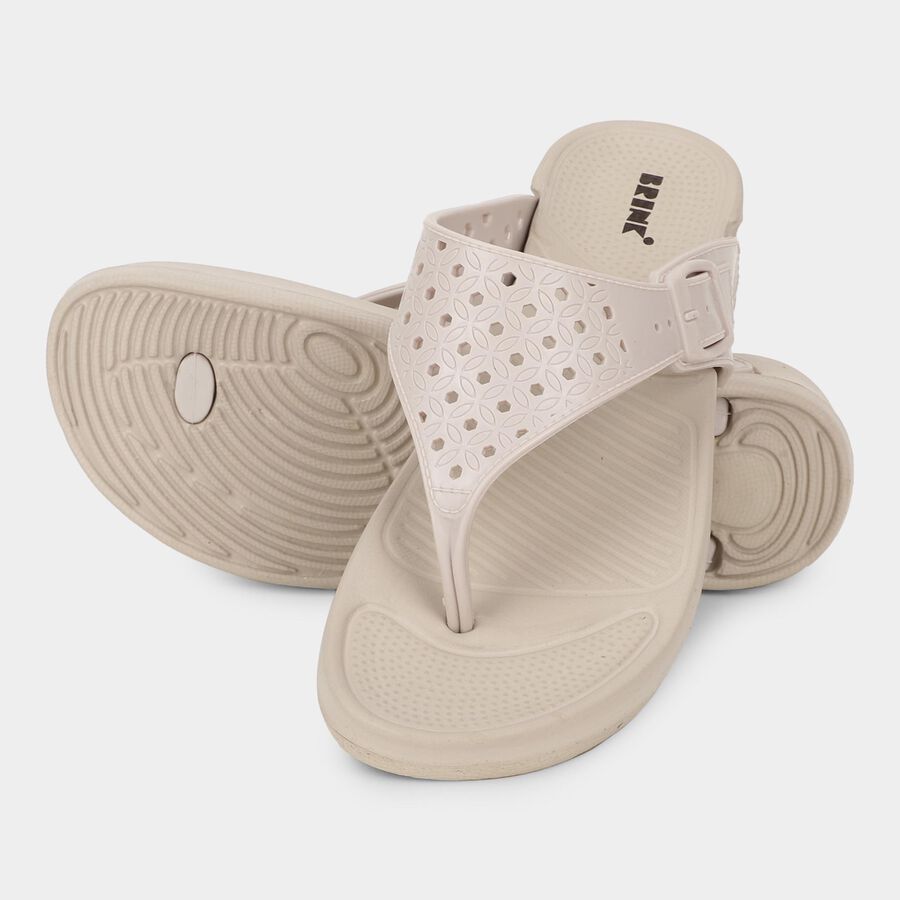 Women's Light Beige Adjustable Strap Casual Slippers, गहरा पीला, large