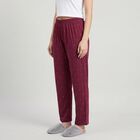 Women's Maroon Straight Fit Heart Printed Lounge Pyjama, वाइन, small