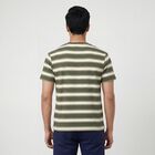 Men Olive Green Round Neck Casual T-Shirt, Olive, small