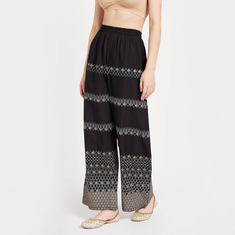Printed Palazzo, काला, large image number null
