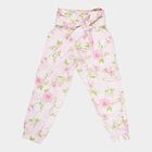 Girls Printed Buttoned Trousers, Off White, small image number null