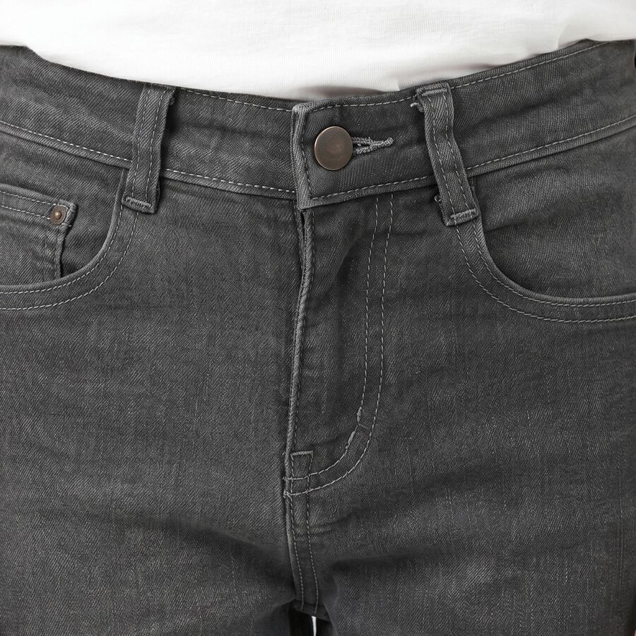 Boys' Dark Grey Slim Fit Washed Jeans, गहरा ग्रे, large