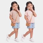 Girls Pink Cotton Round Neck Regular T-Shirt, गुलाबी, small