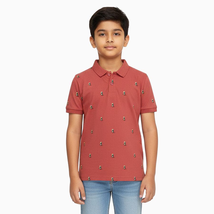 Boys' Half Sleeves T-Shirt, Pink, large image number null