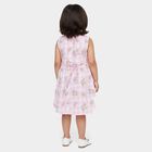 Girls' Pink Floral Printed Ruffled Sleeveless Frock, Light Pink, small