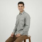 Men's Khaki Cotton Classic Casual Shirt, खाकी, small