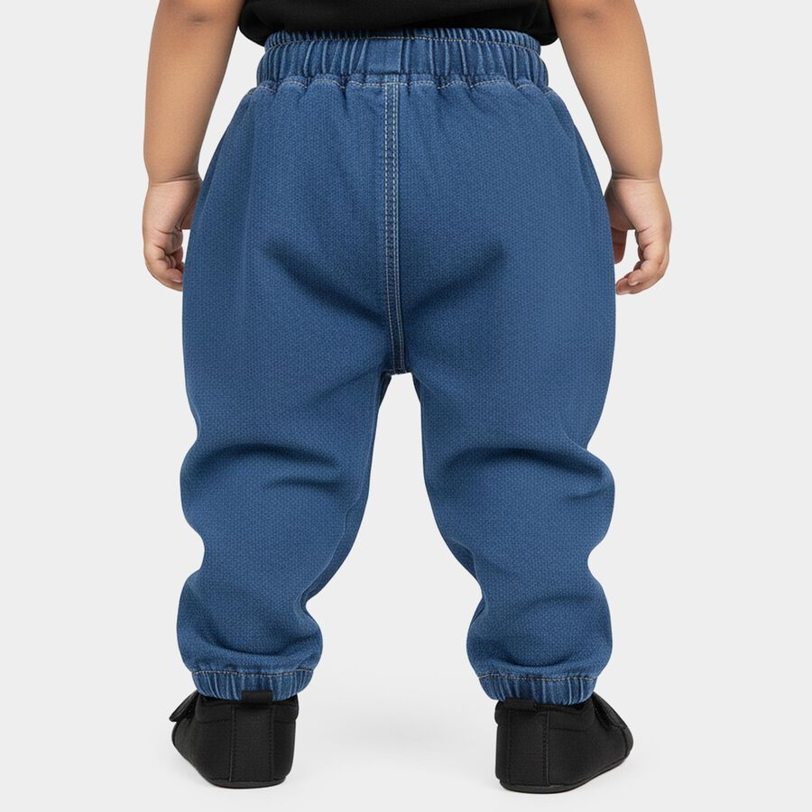Infants Blue Relaxed Fit Patch Pocket Jeans, Mid Blue, large
