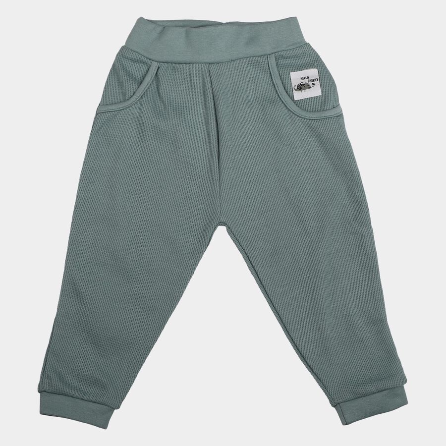 Infants Teal Jogger Waffle Knit Pyjama, टील ब्लू, large
