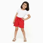 Girls' Bright Red Ruffle Hem Cotton Blend Shorts, Coral, small image number null