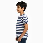 Boys Deep Navy Blue Crew Neck Casual Half Sleeve T-Shirt, Navy Blue, small