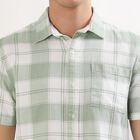 Men's Light Sage Green Cotton Half Sleeve Classic Casual Shirt, Light Green, small image number null
