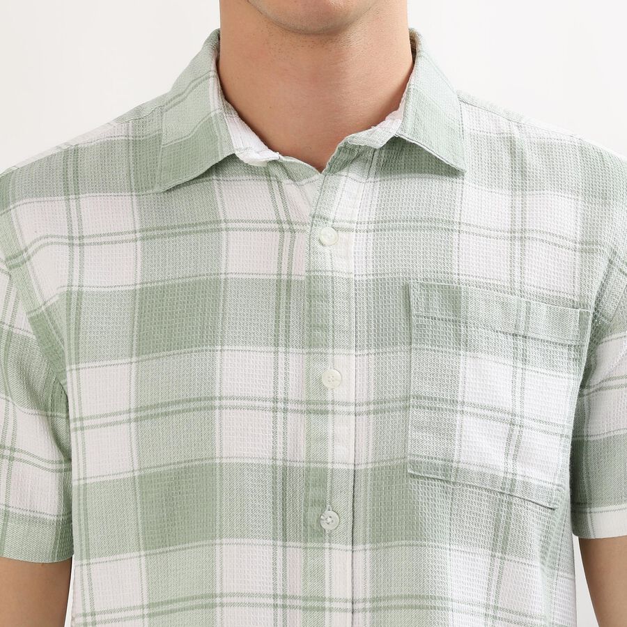 Men's Light Sage Green Cotton Half Sleeve Classic Casual Shirt, Light Green, large image number null