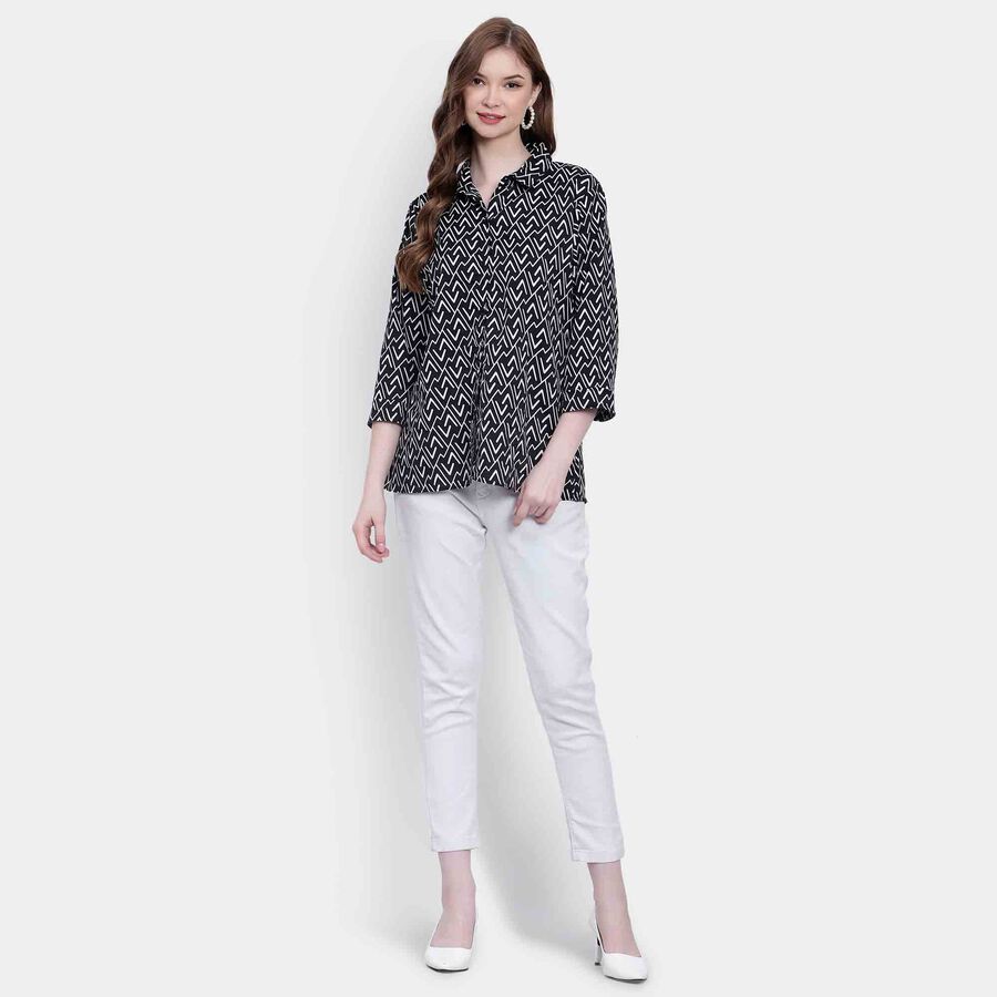 Printed Shirt, Black, large image number null
